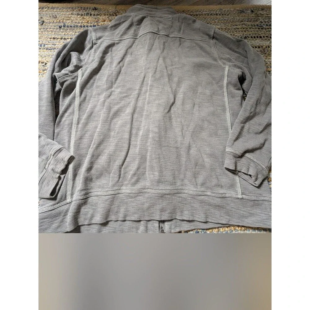 Tommy Bahama Gray Full Zip Jacket L Pima Cotton Contrast Stitching 2010s Casual